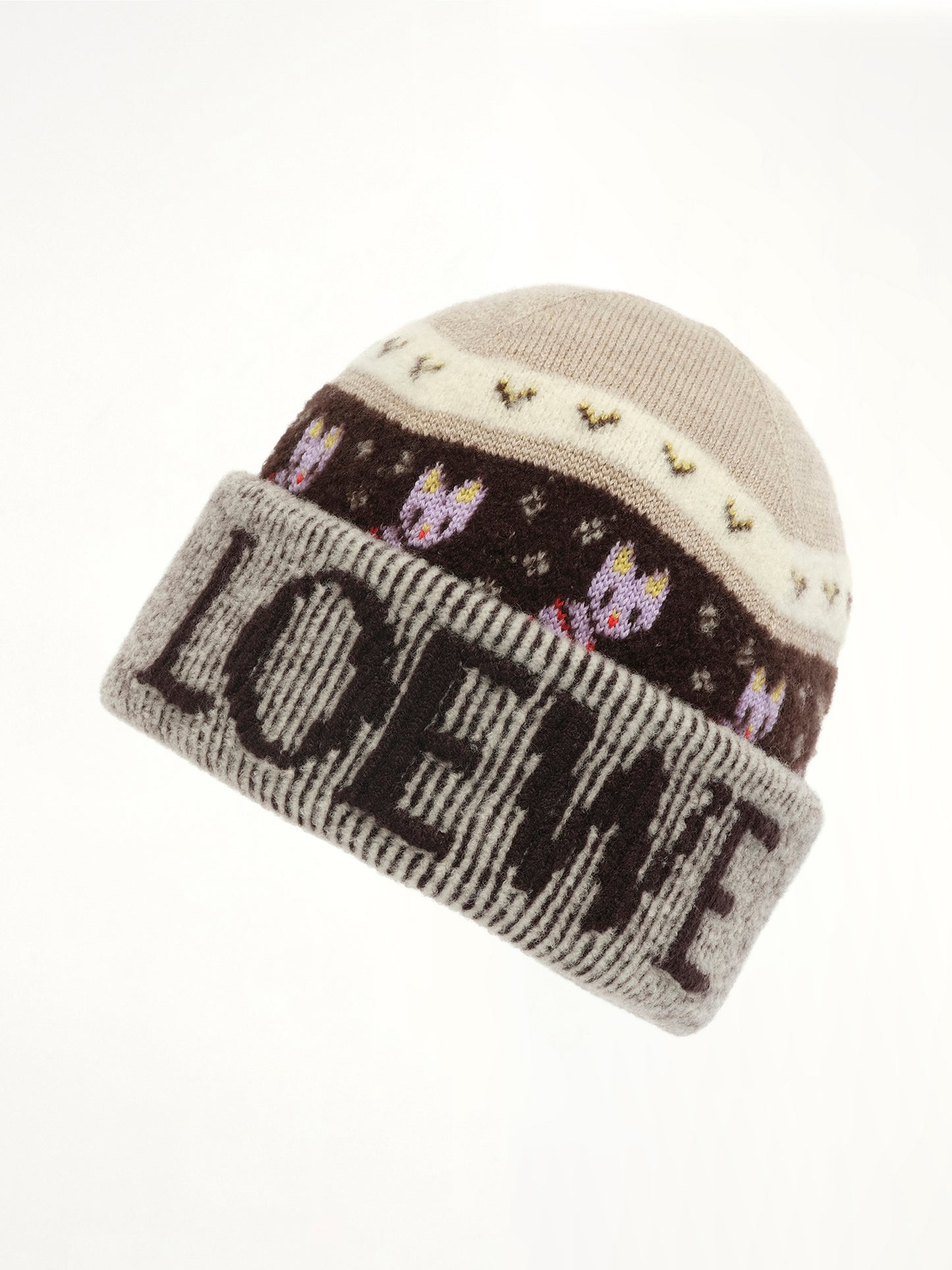 Louis Wain Beanie in Beige/Multicolour