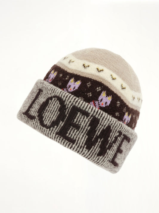 Louis Wain Beanie in Beige/Multicolour