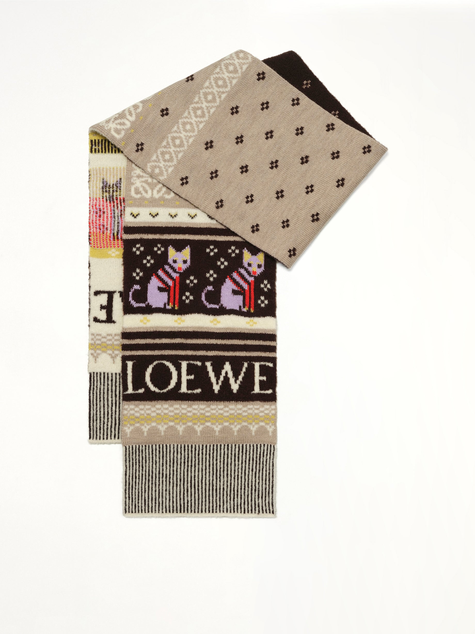Louis Wain Scarf in Beige/Multicolour