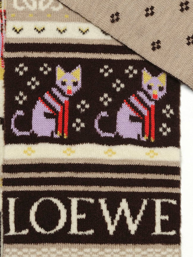 Louis Wain Scarf in Beige/Multicolour