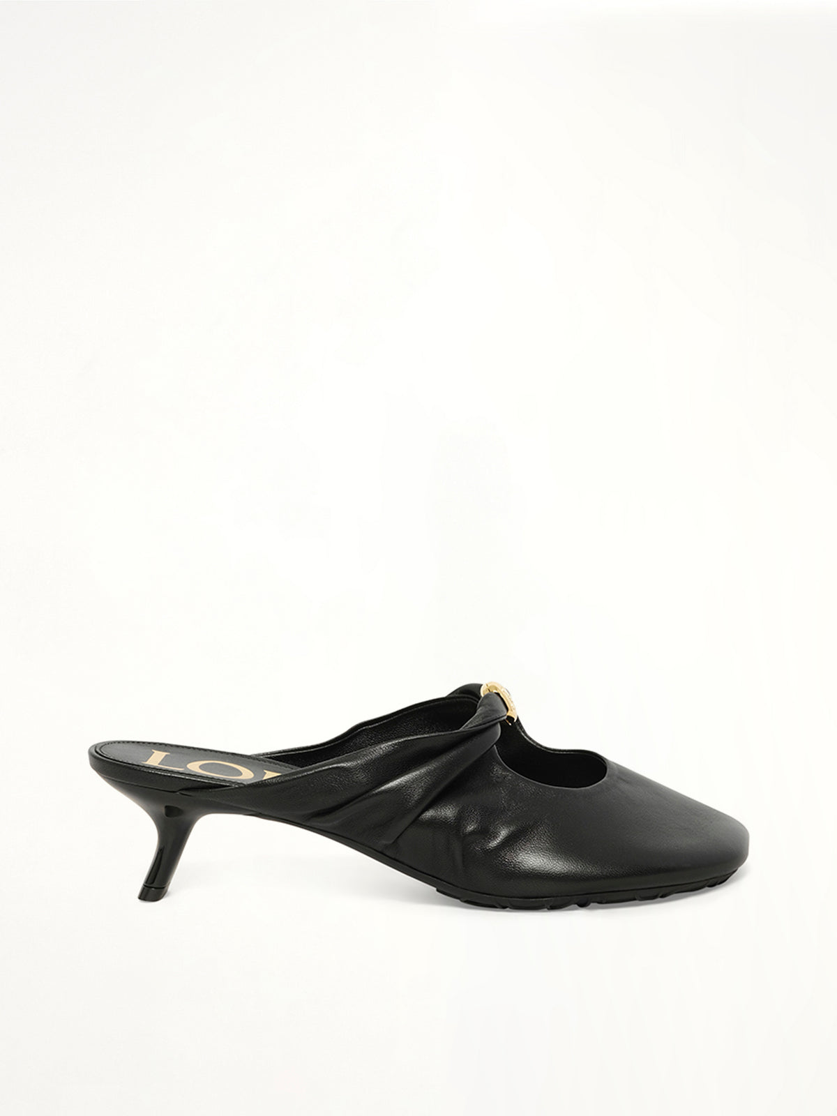 Pebble Soft Mule 45H in Black Side View | LOEWE