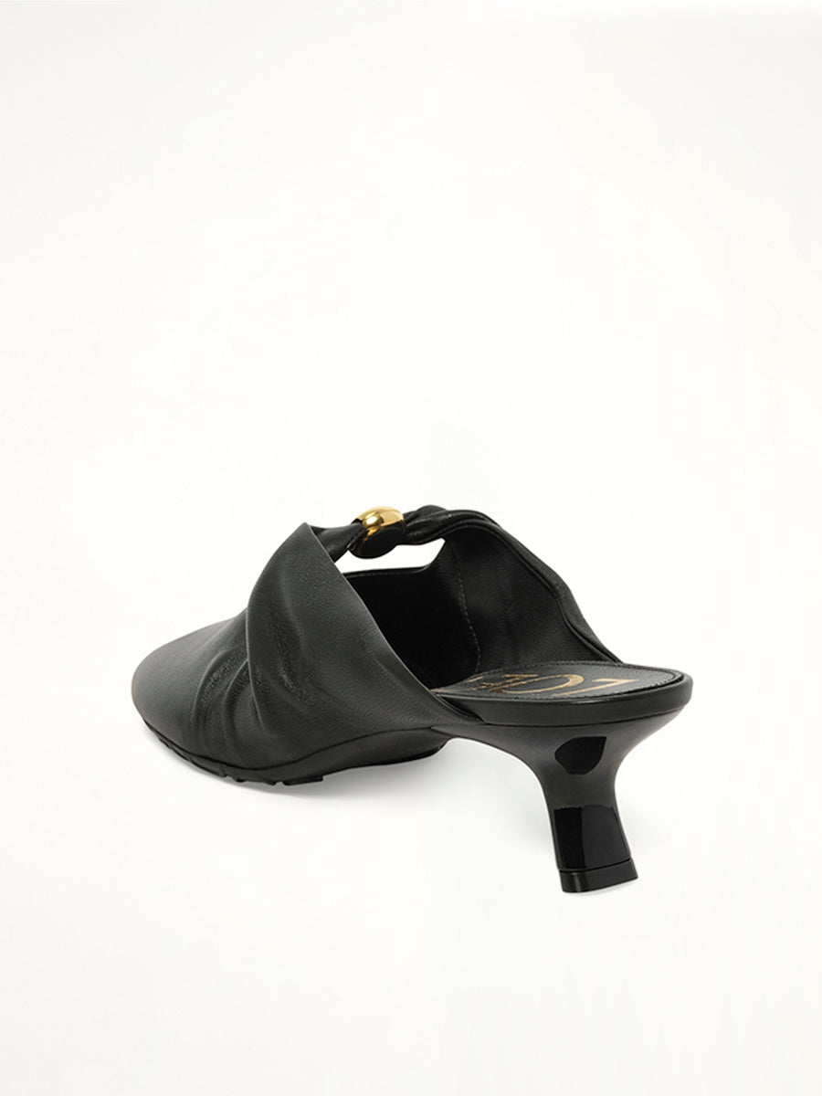 Pebble Soft Mule 45H in Black Back View | LOEWE