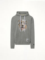 グレーの犬プリントフーディ