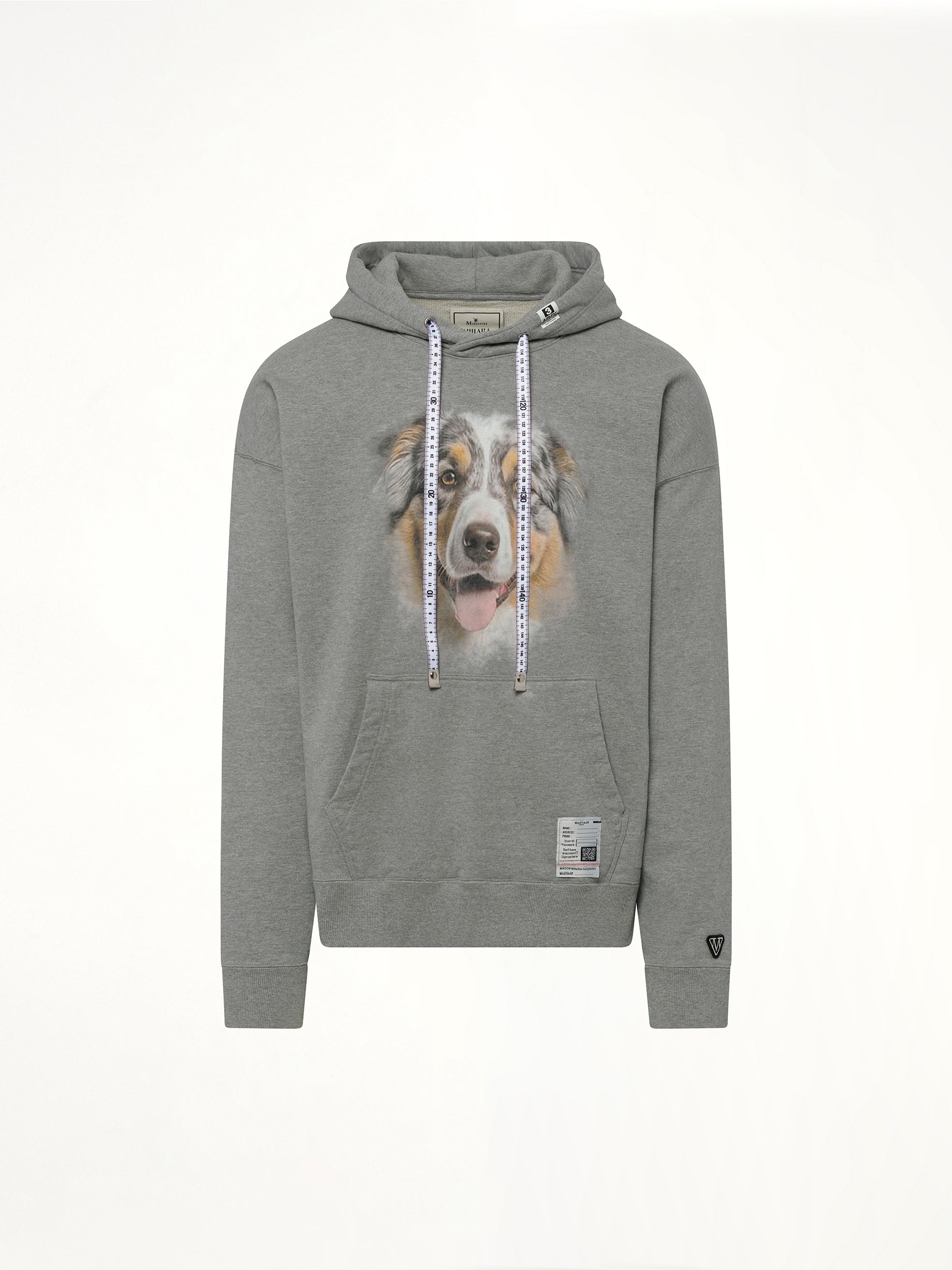 グレーの犬プリントフーディ