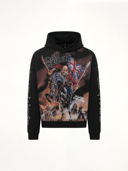 Iron Maiden Steed Hoodie in Stained Black