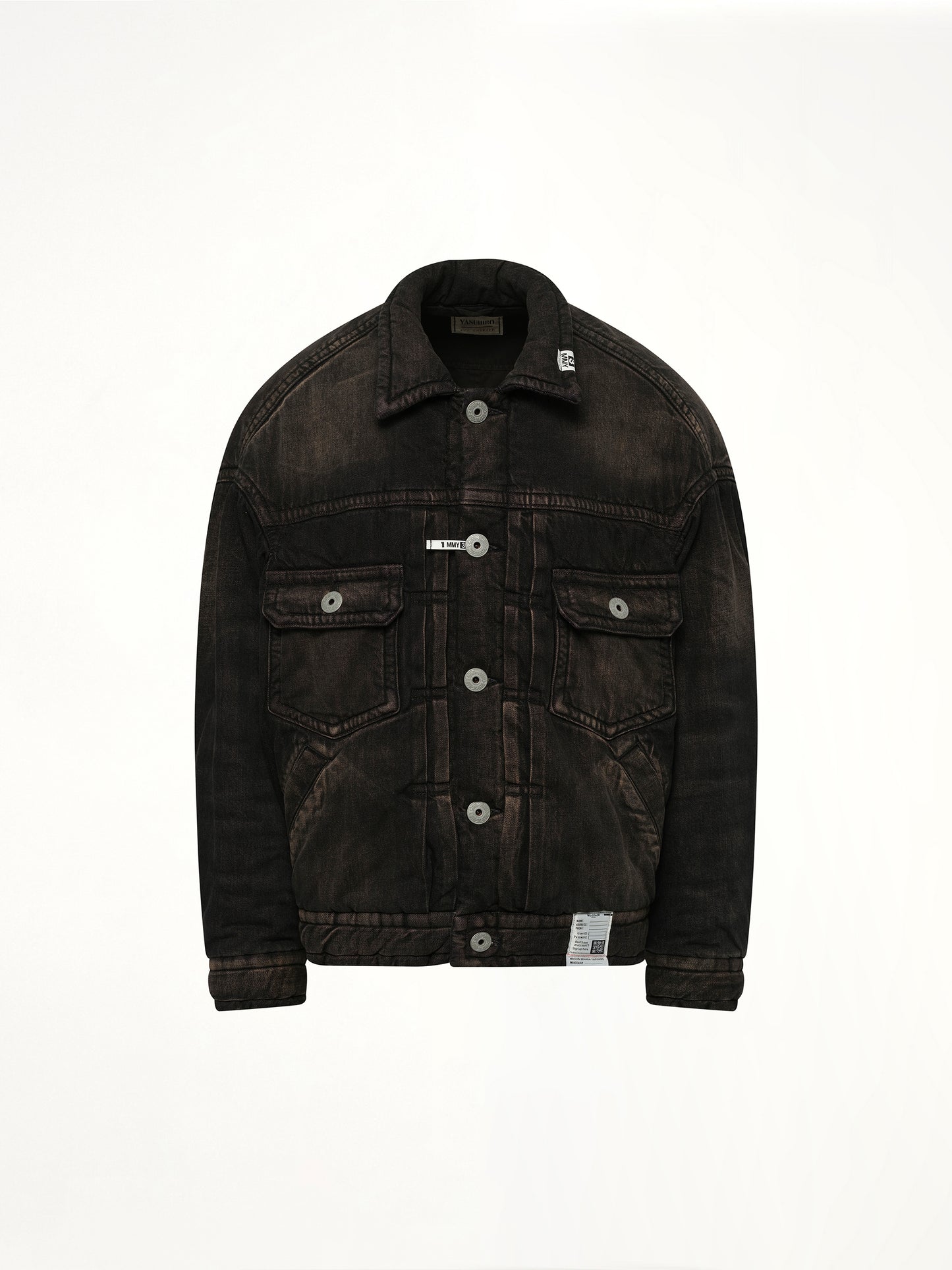 Puffer Denim Jacket in Black