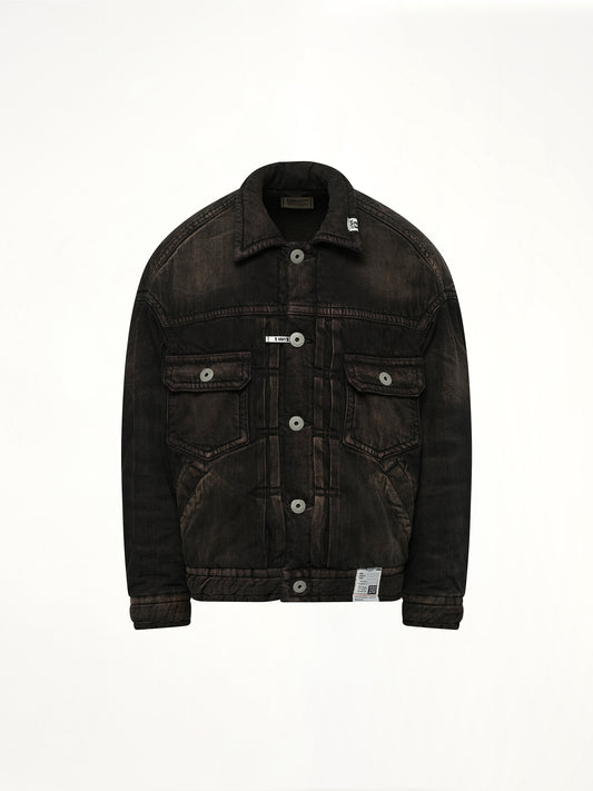 Puffer Denim Jacket in Black