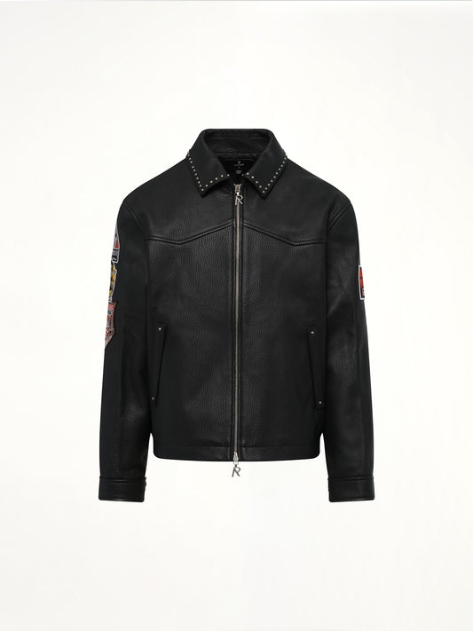 Iron Maiden Trooper Leather Jacket in Jet Black