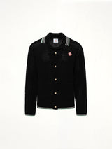 Embroidered Crochet Shirt in Black