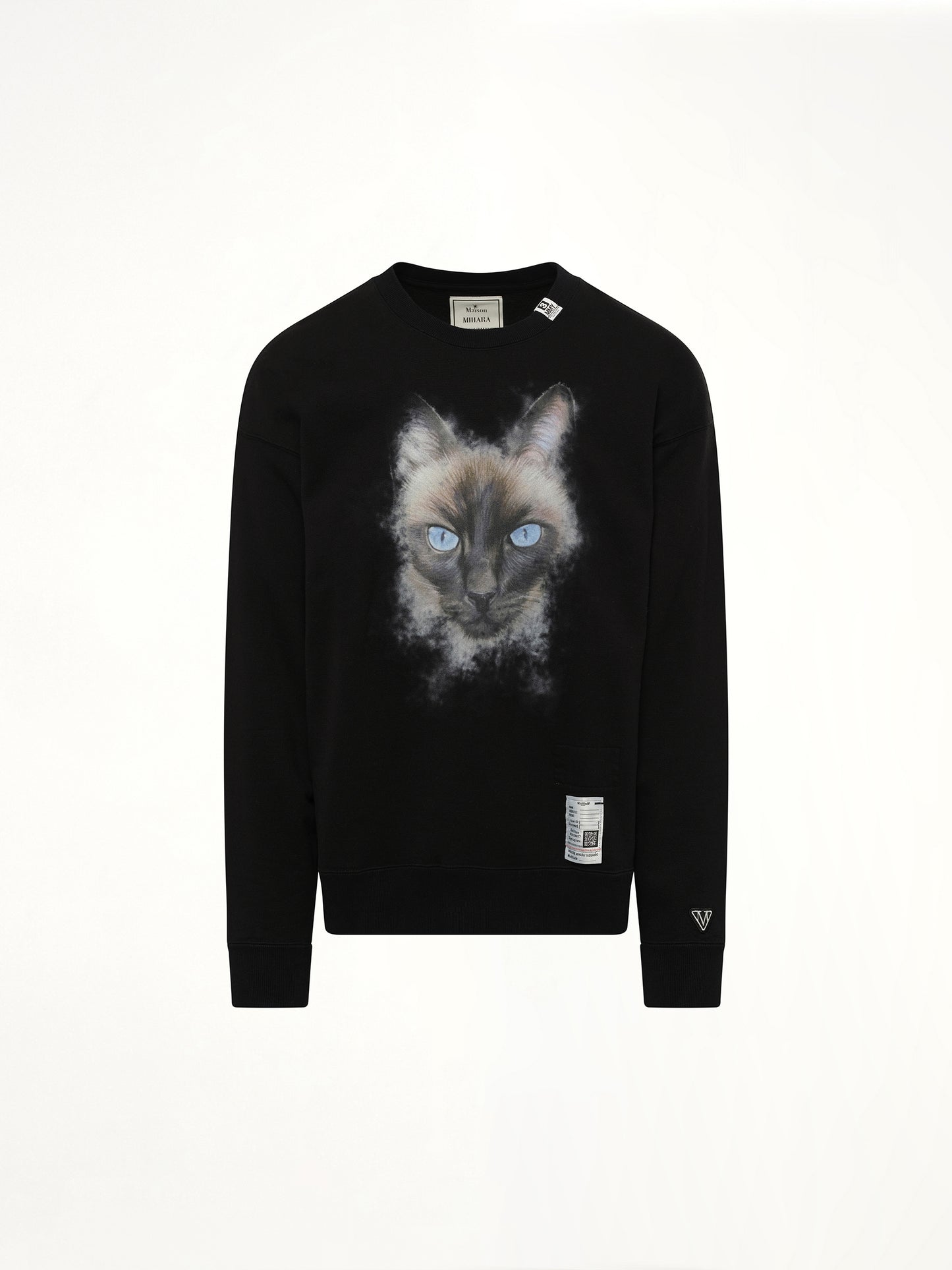 Cat Printed Pullover in Black