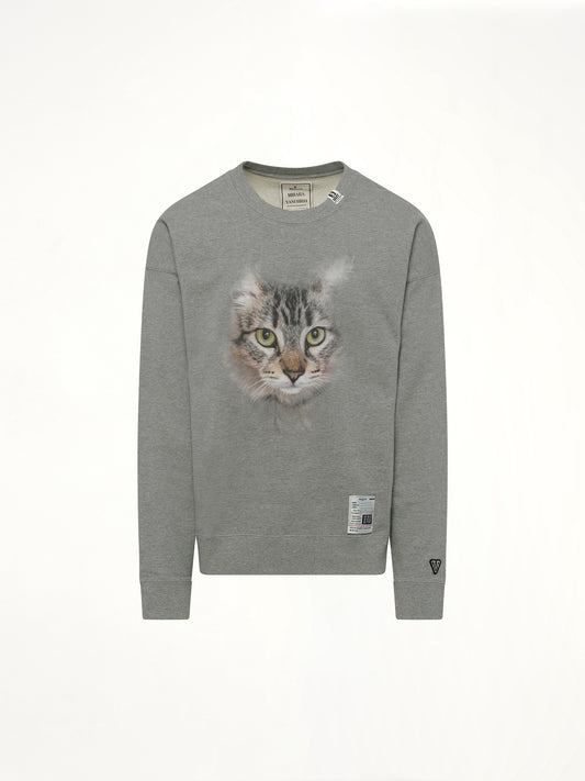 Cat Printed Pullover in Gray