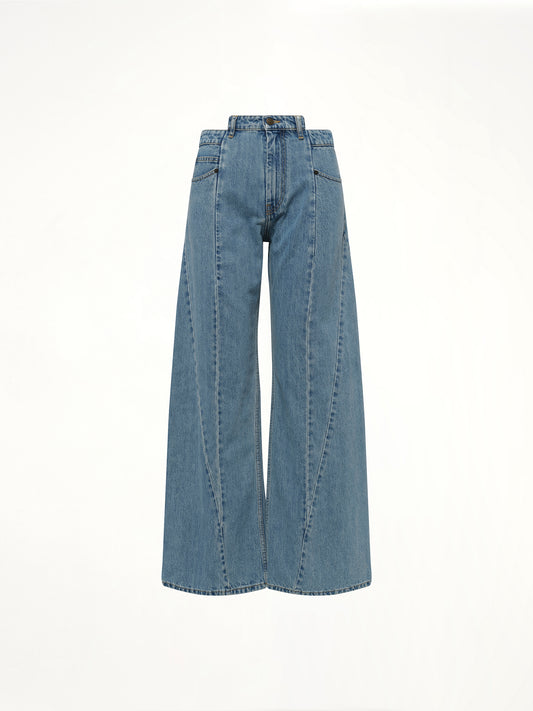 Cut Out Waistband Relaxed Fit Denim Jeans