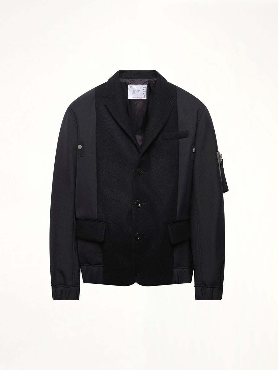 Wool Melton Jacket in Black