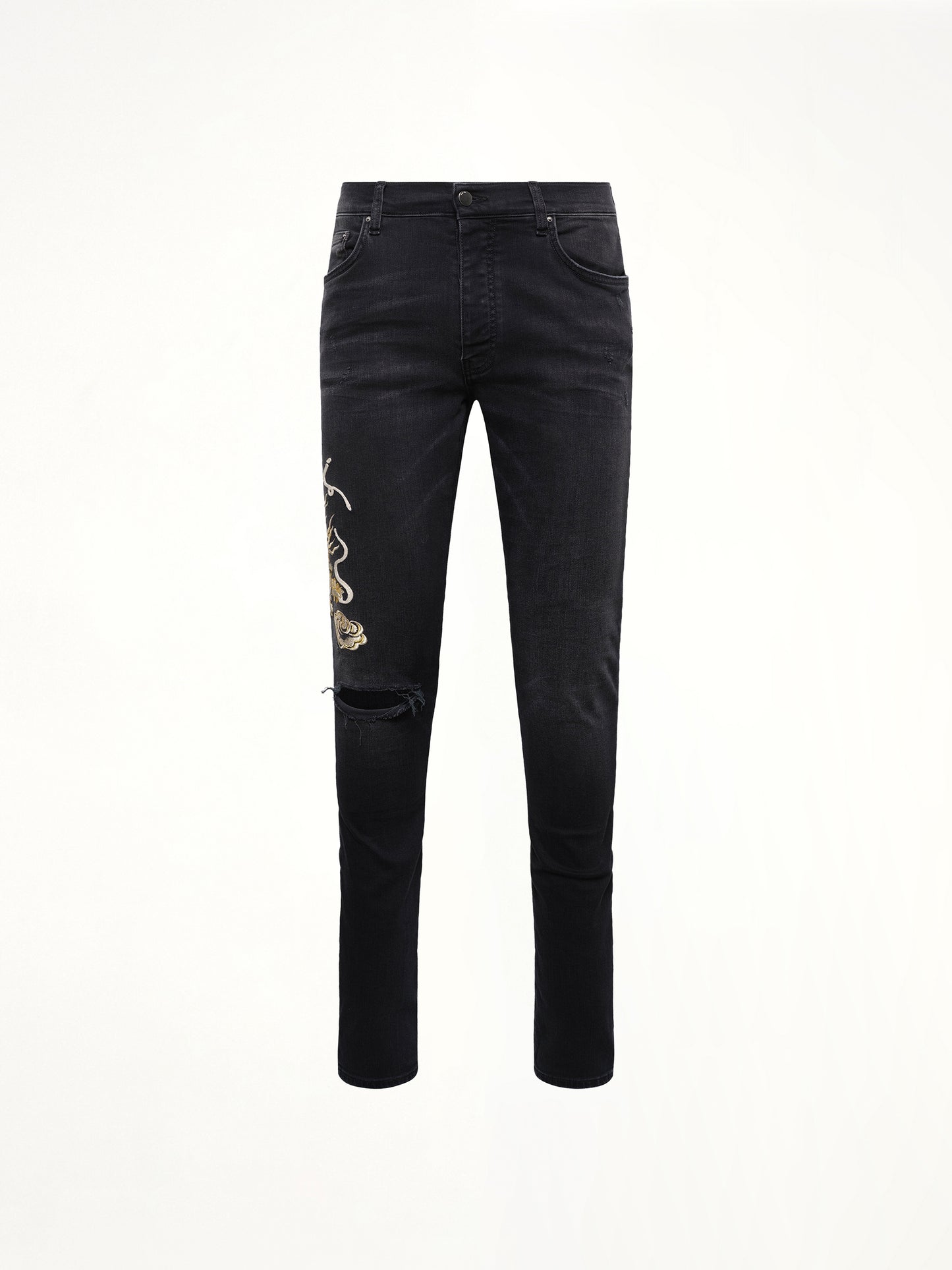 Amiri Dragon Repair Slim Jean in Dust Black