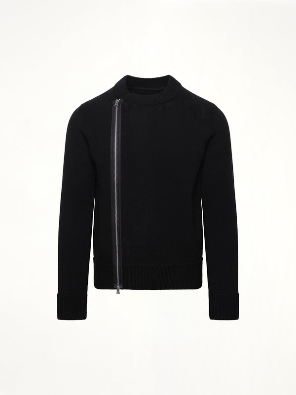 Wool Knit Blouson in Black