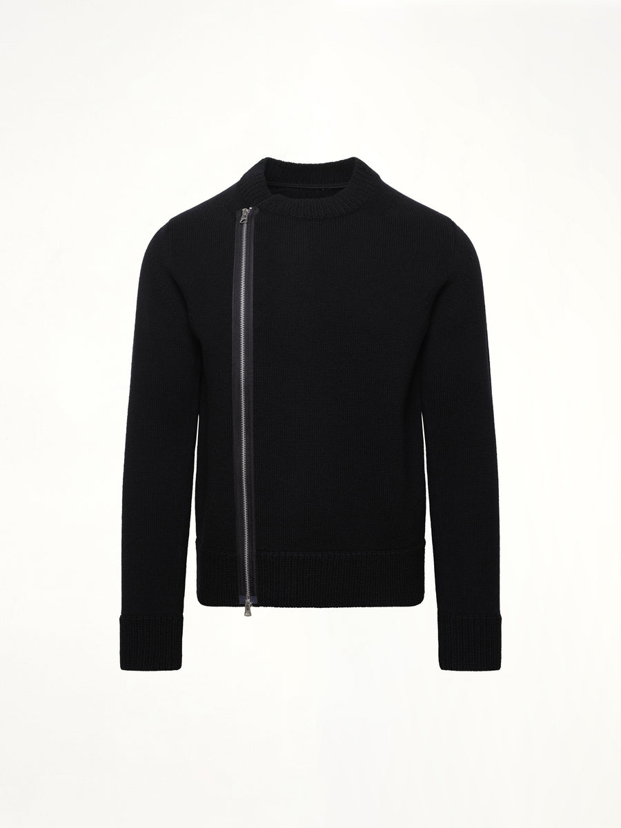 Wool Knit Blouson in Black