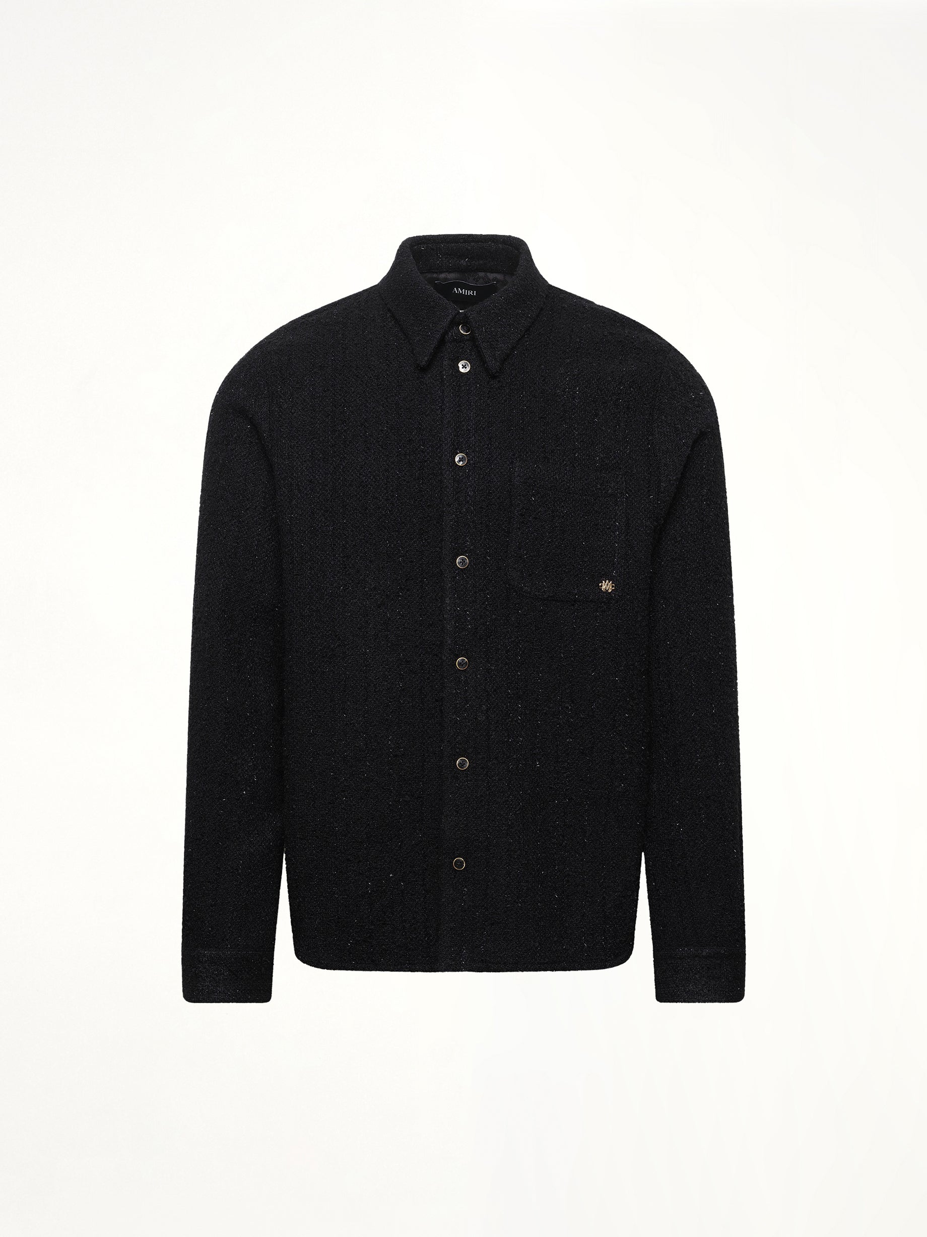 Shimmer Boucle Long Sleeve Shirt in Black