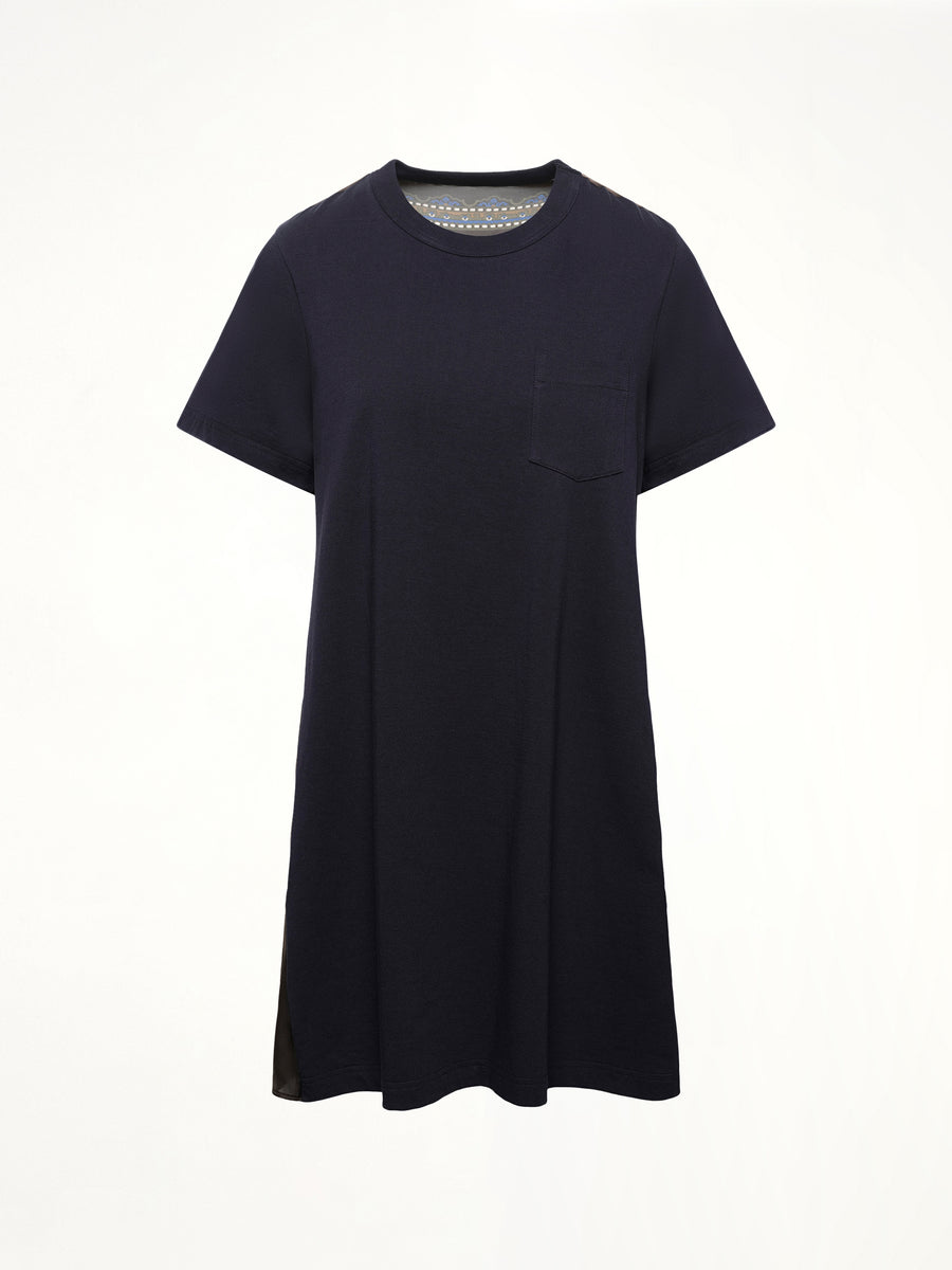 Paisley Print x Cotton Jersey Dress in Navy/Khaki