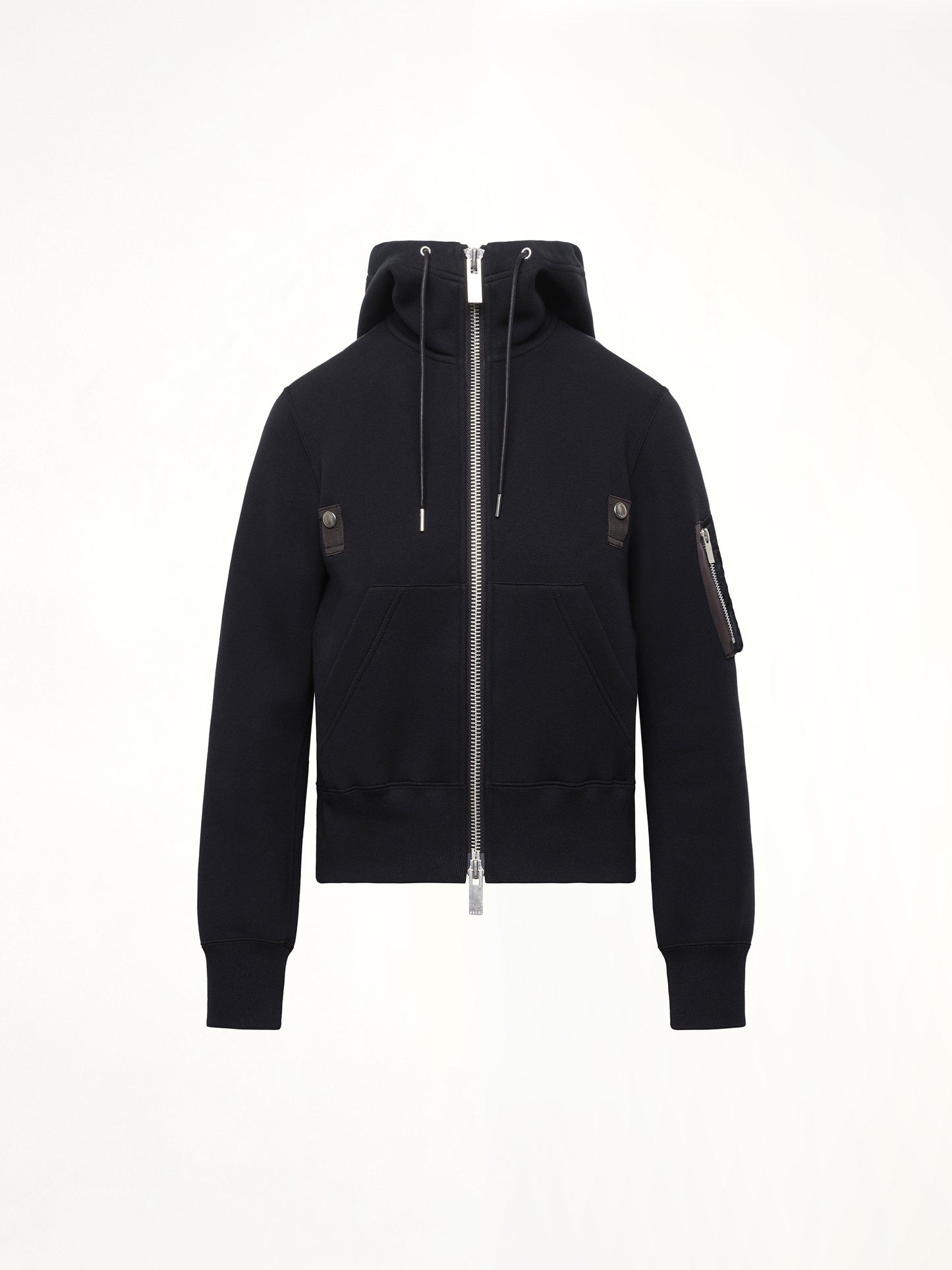 Sponge Sweat Nylon Twill Hoodie in Black