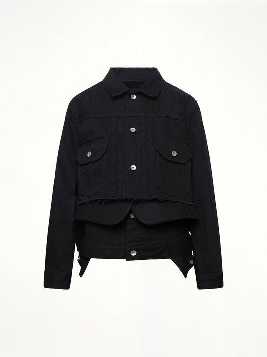 Denim x Wool Melton Jacket in Black