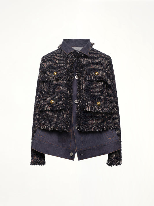 Denim x Tweed Jacket in Navy/Indigo