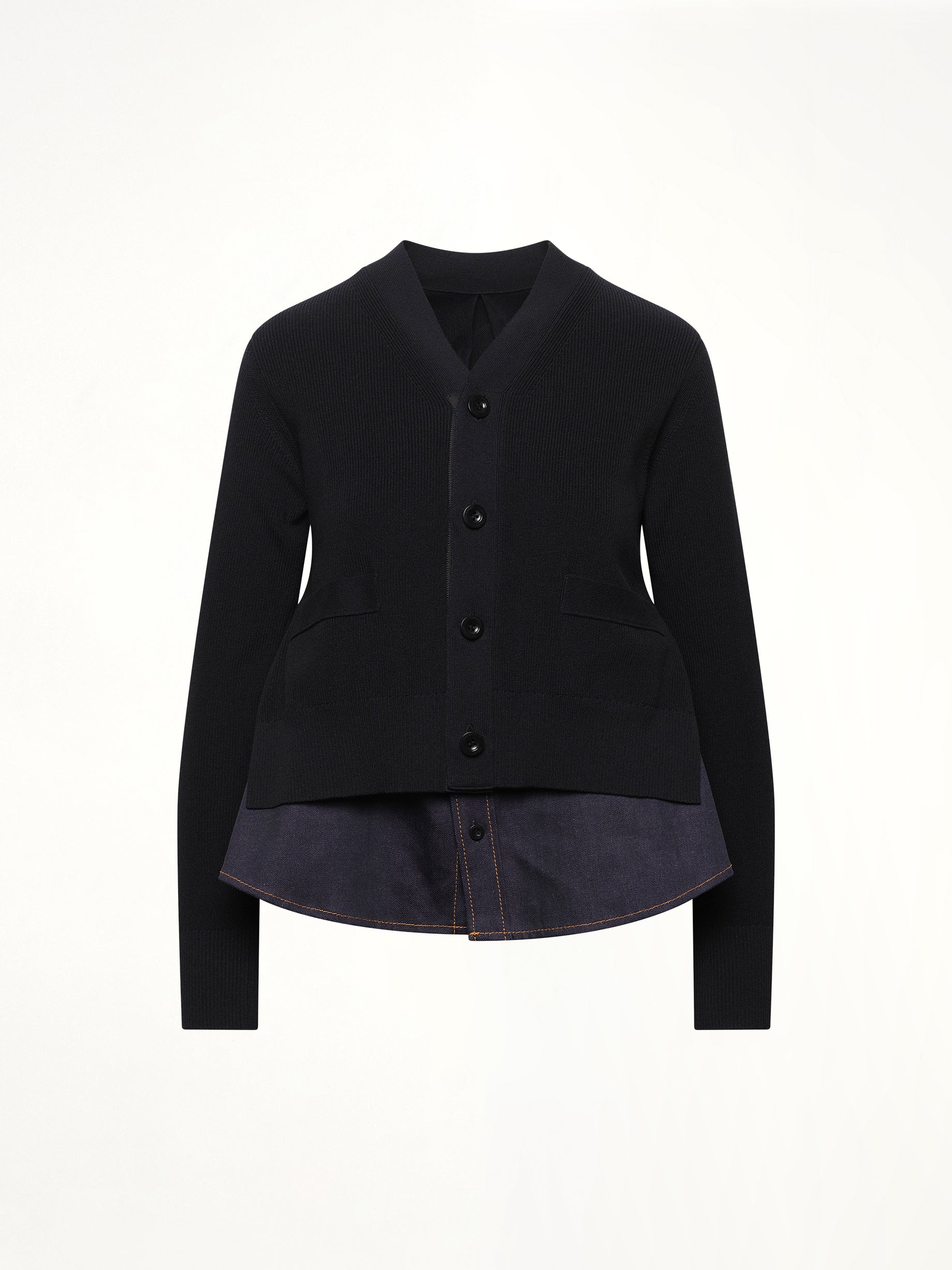 トップス sacai 24aw Knit Cardigan BLACK 24AW新品 sacai ジップ スポンジ スウェット シャツ ドッキング