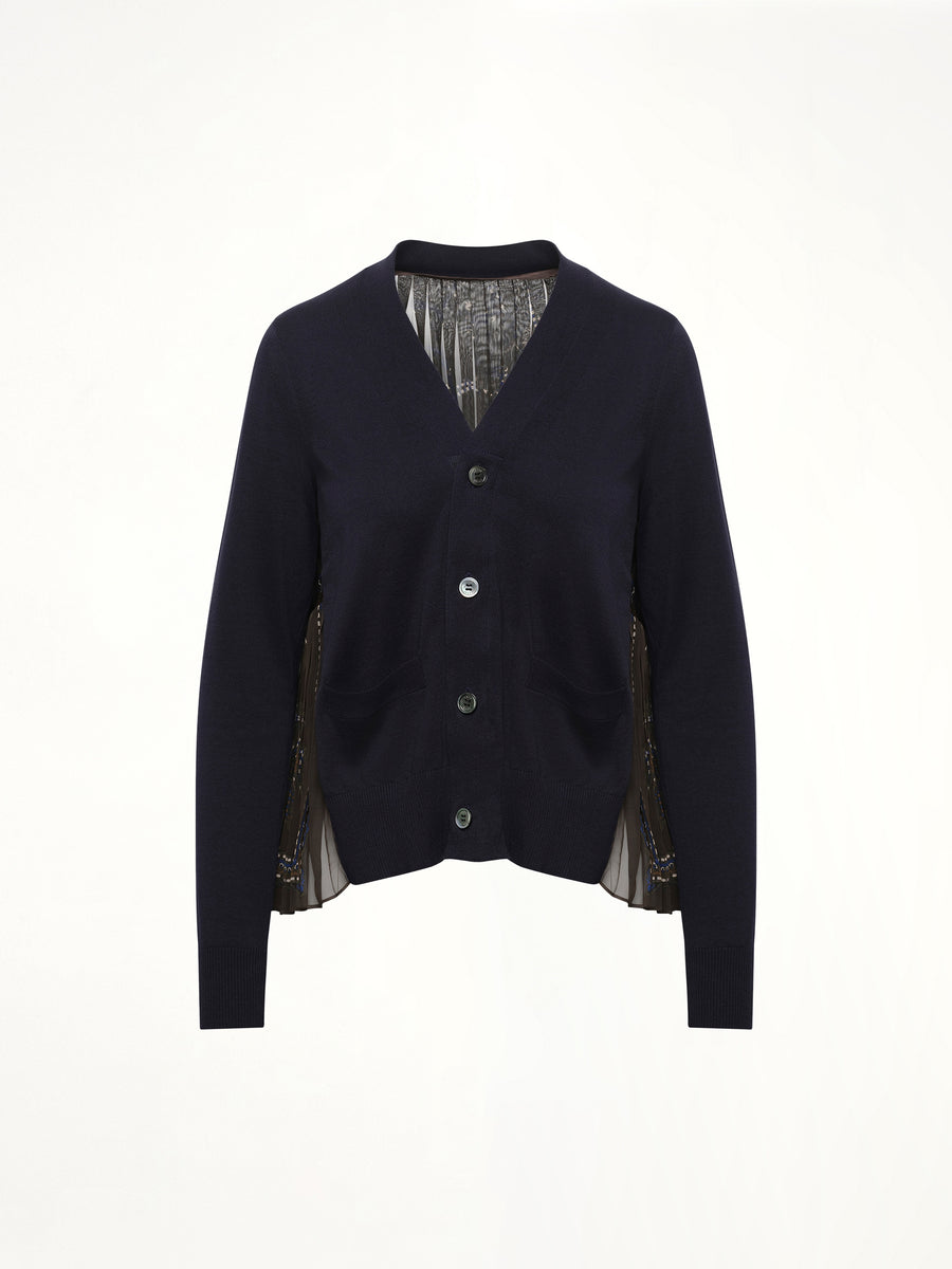 Paisley Print x Cotton Knit Cardigan in Brown/Khaki