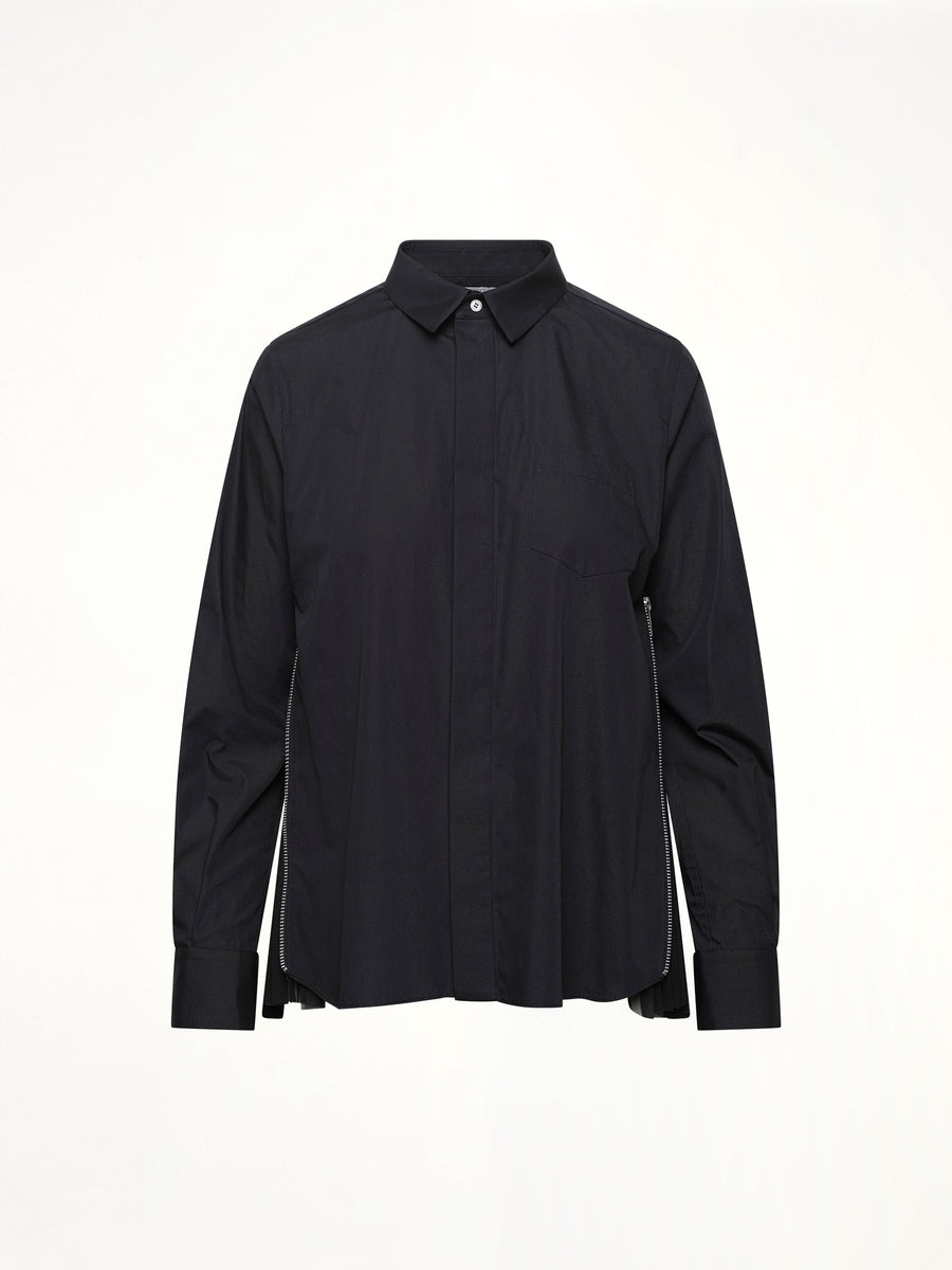 Poplin x Chiffon Shirt in Black