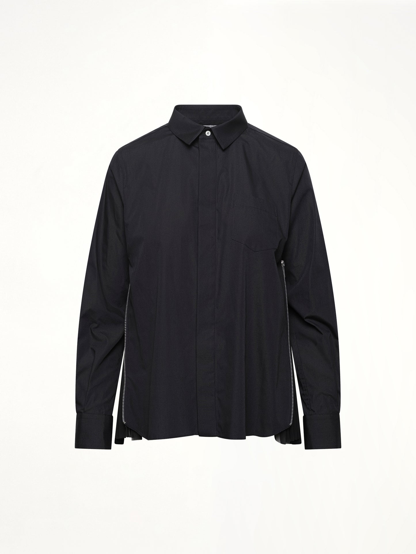 Poplin x Chiffon Shirt in Black
