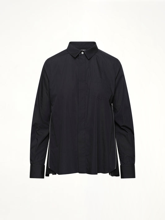 Poplin x Chiffon Shirt in Black
