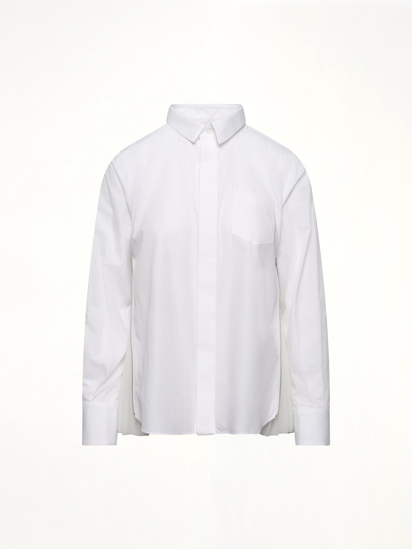 Poplin x Chiffon Shirt in Off White