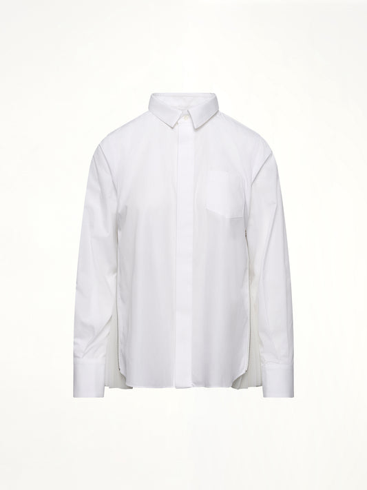 Poplin x Chiffon Shirt in Off White