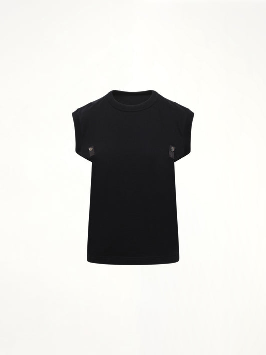 Cotton Jersey x Nylon Twill T-Shirt in Black