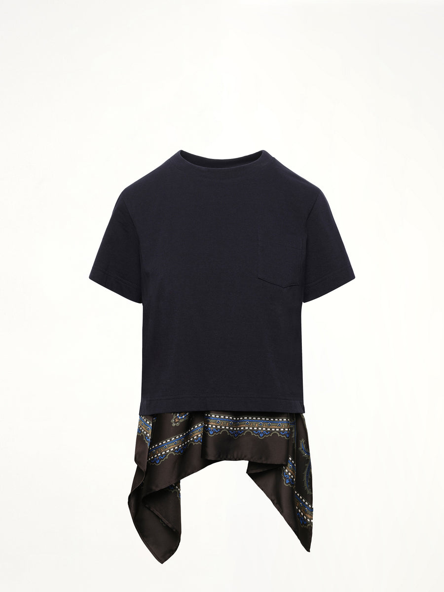 Paisley Print x Cotton Jersey T-Shirt in Navy/Khaki