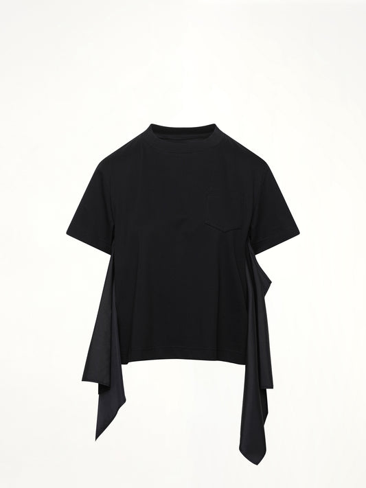 Poplin x Cotton Jersey T-Shirt in Black