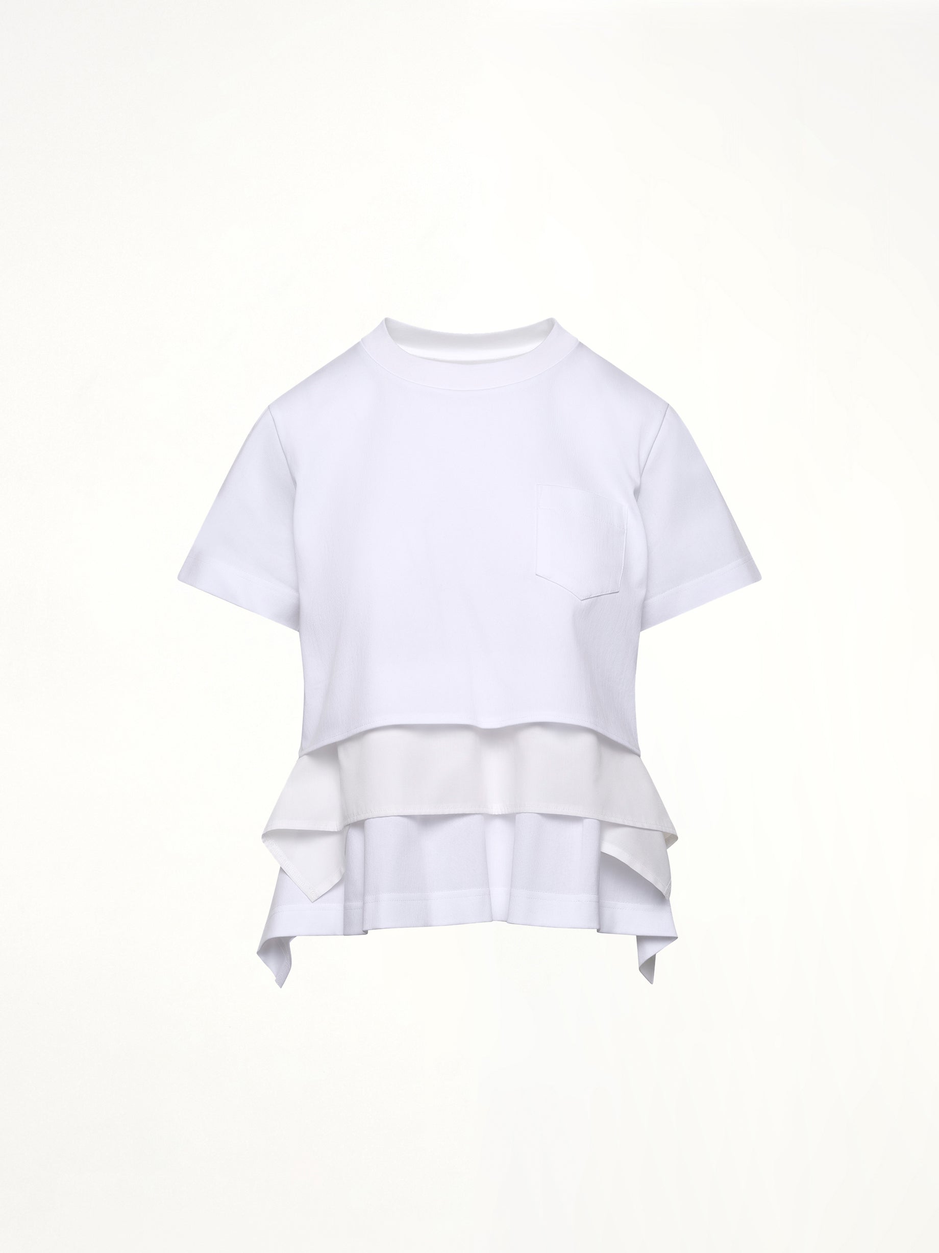 Poplin x Cotton Jersey T-Shirt in Off White