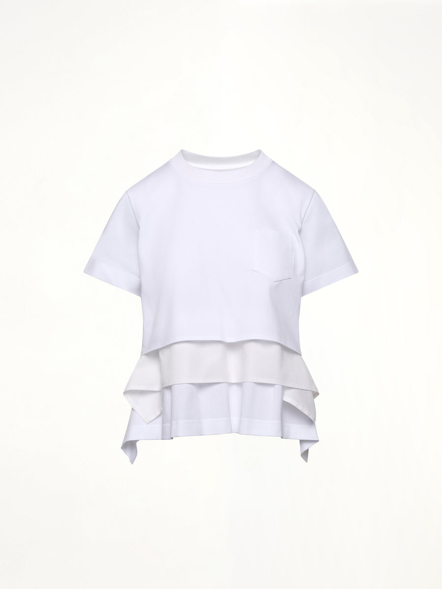 Poplin x Cotton Jersey T-Shirt in Off White