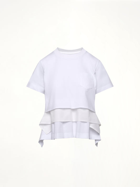 Poplin x Cotton Jersey T-Shirt in Off White
