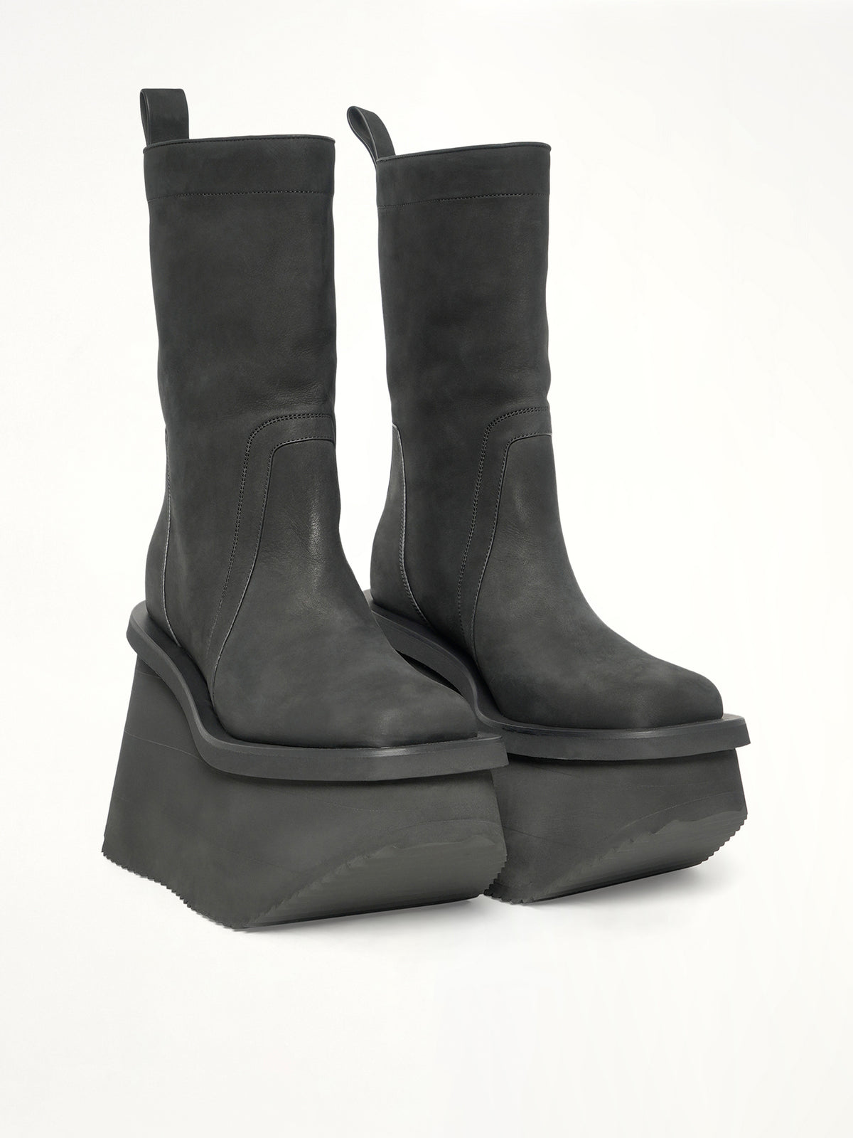 Factory Boots in Black Front View | RICK OWENS