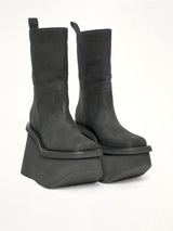 Factory Boots in Black Front View | RICK OWENS