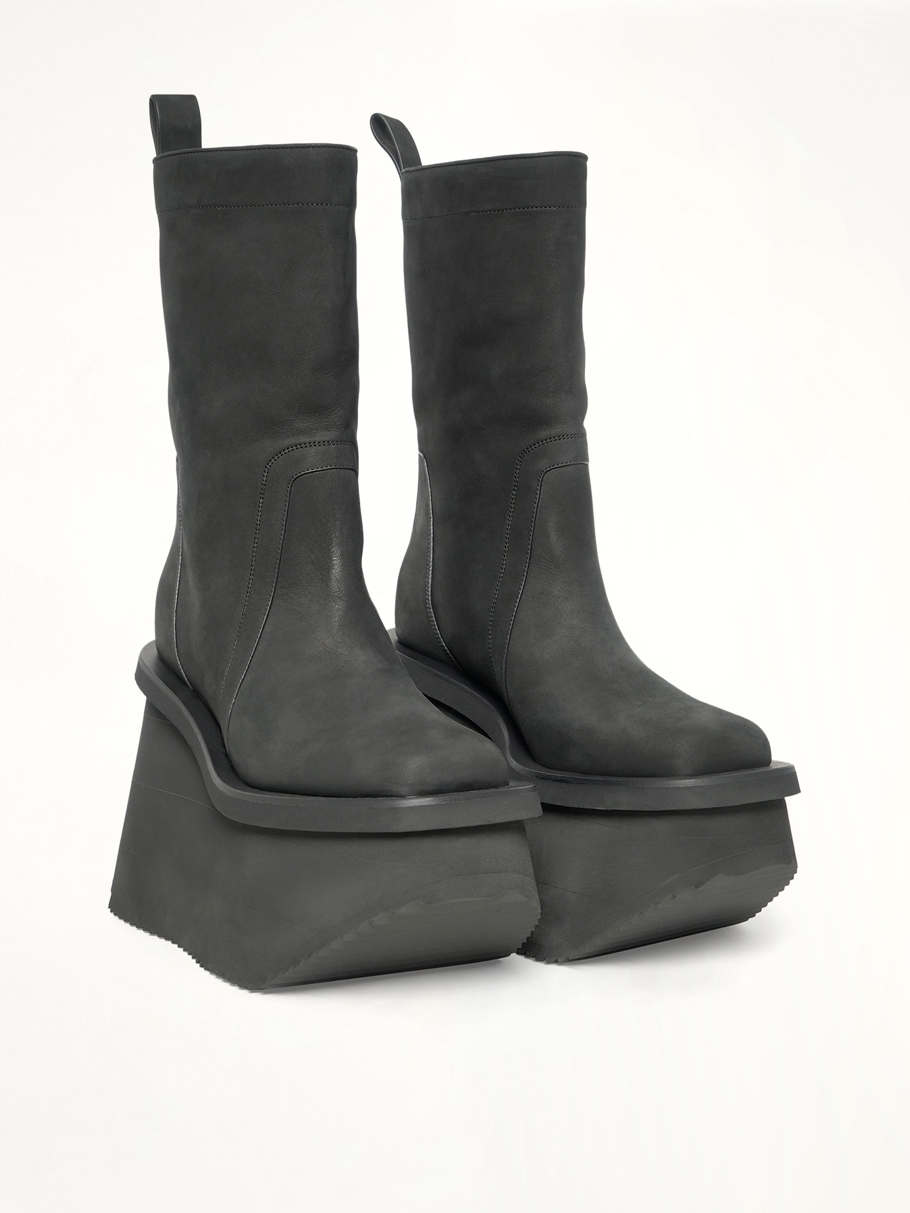 Factory Boots in Black Front View | RICK OWENS