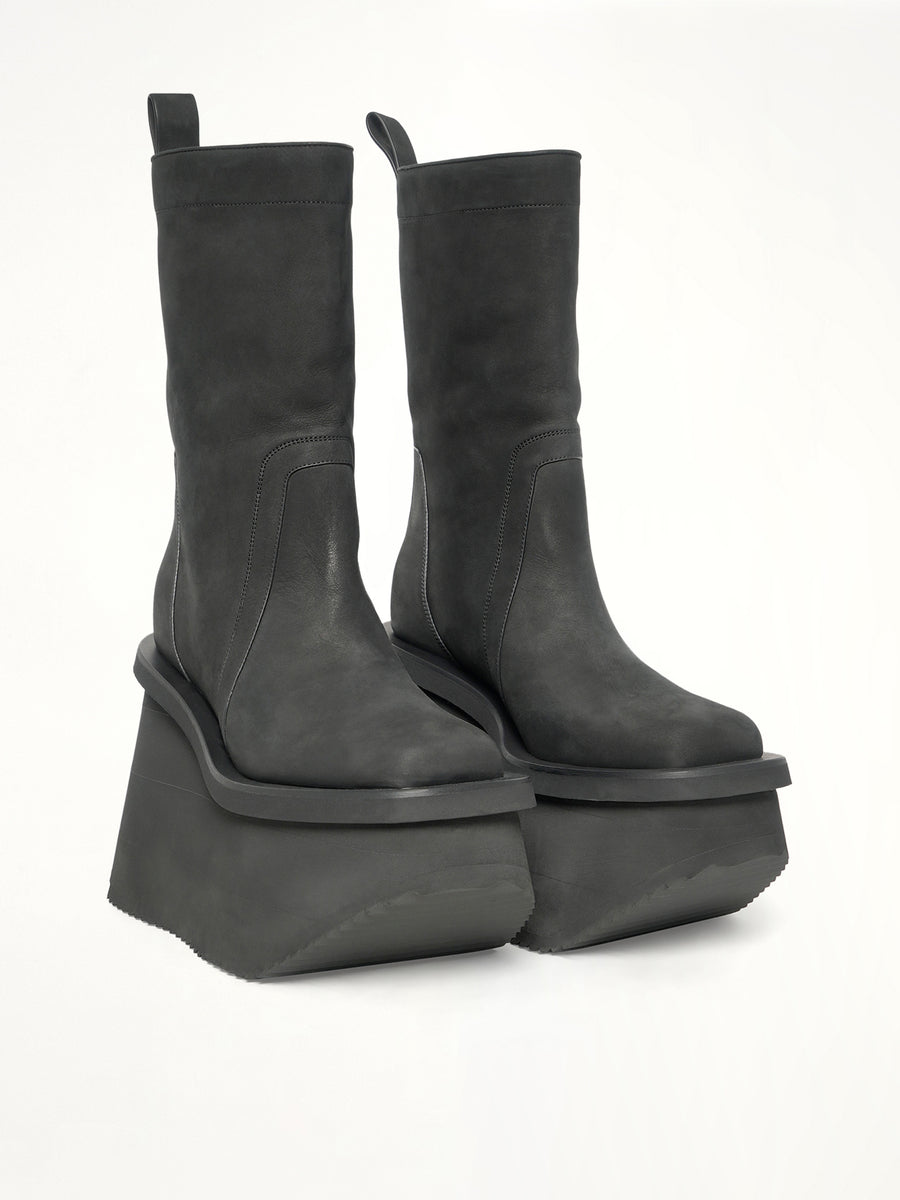 Factory Boots in Black Front View | RICK OWENS