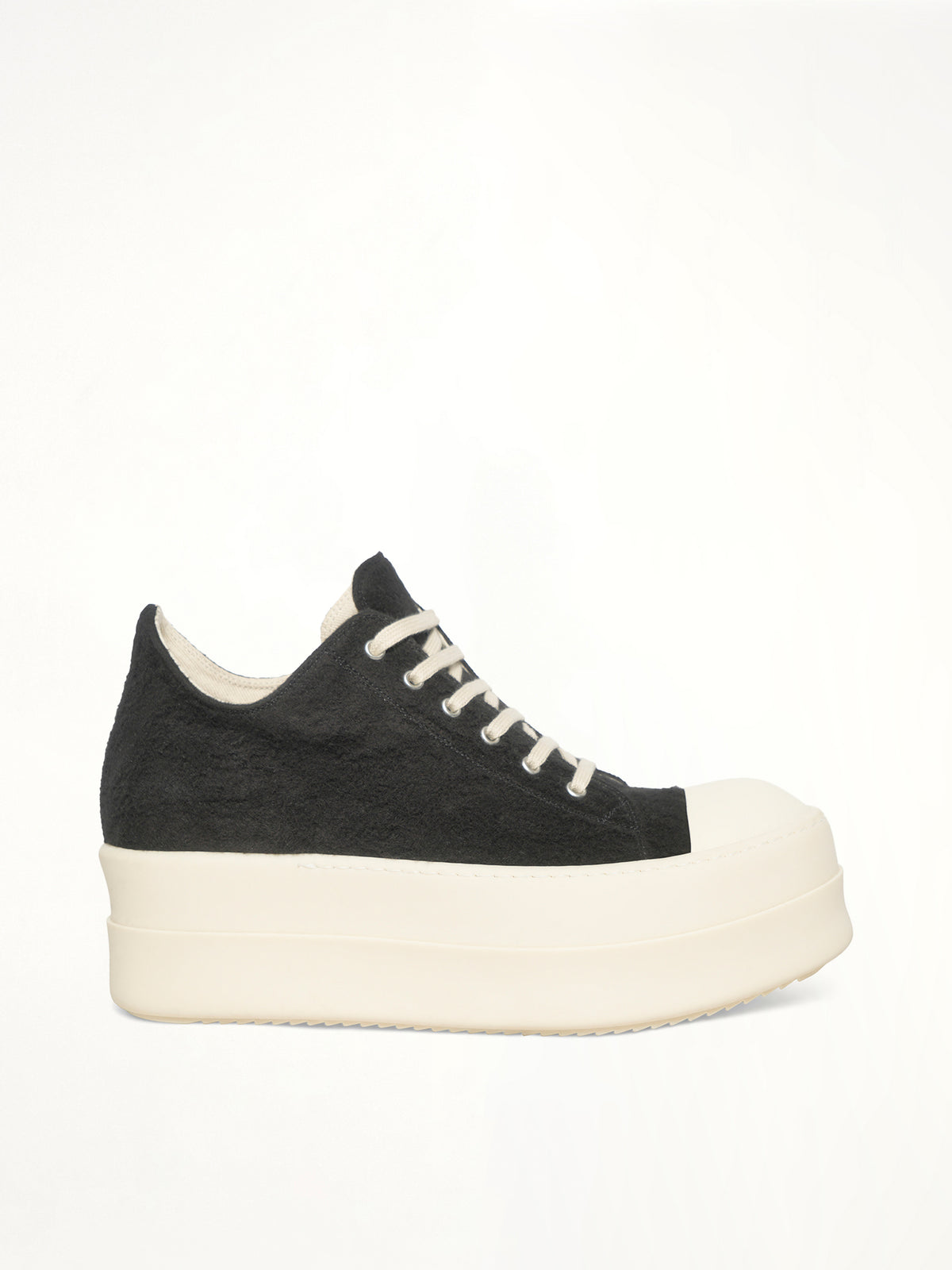 Double Bumper Sneaker in Black/Milk/Milk Side View | RICK OWENS DRKSHDW