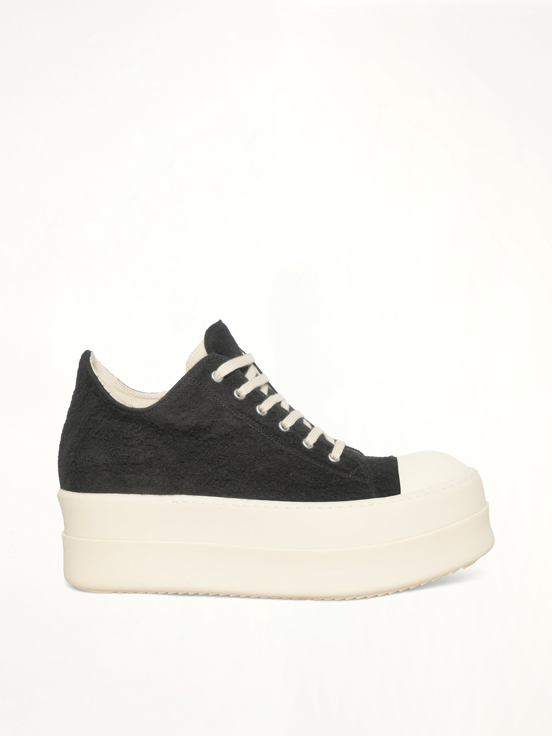 Double Bumper Sneaker in Black/Milk/Milk Side View | RICK OWENS DRKSHDW