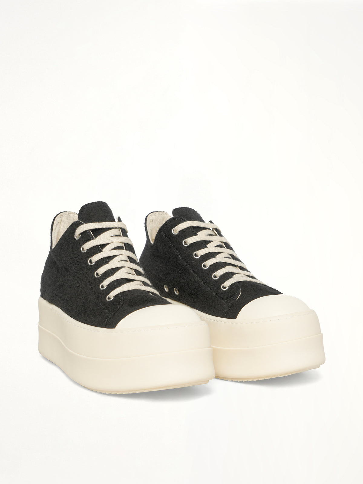 Double Bumper Sneaker in Black/Milk/Milk Front View | RICK OWENS DRKSHDW