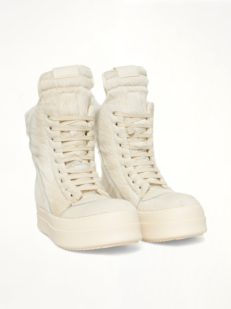 Fur Megageobasket in Milk Front View | RICK OWENS