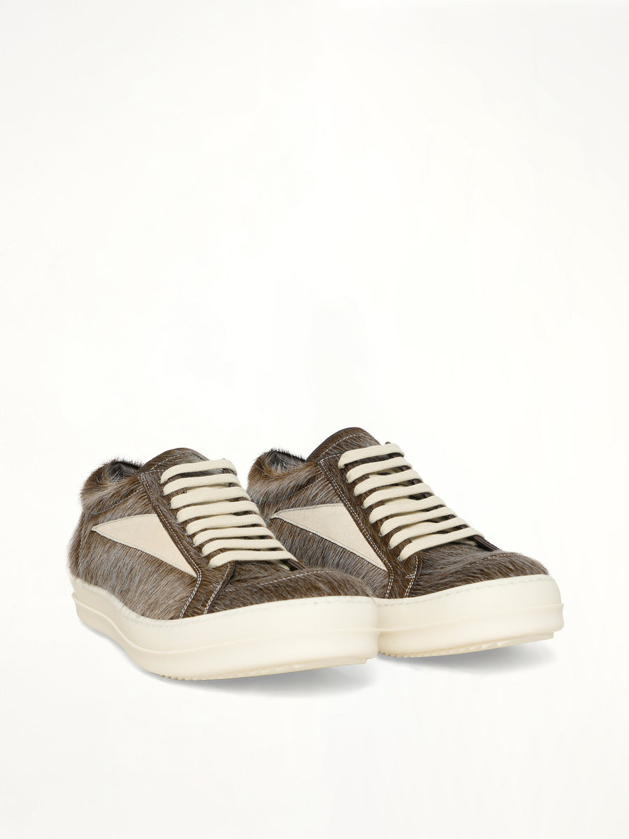 Fur Vintage Sneaks in Indigo/Milk Front View | RICK OWENS