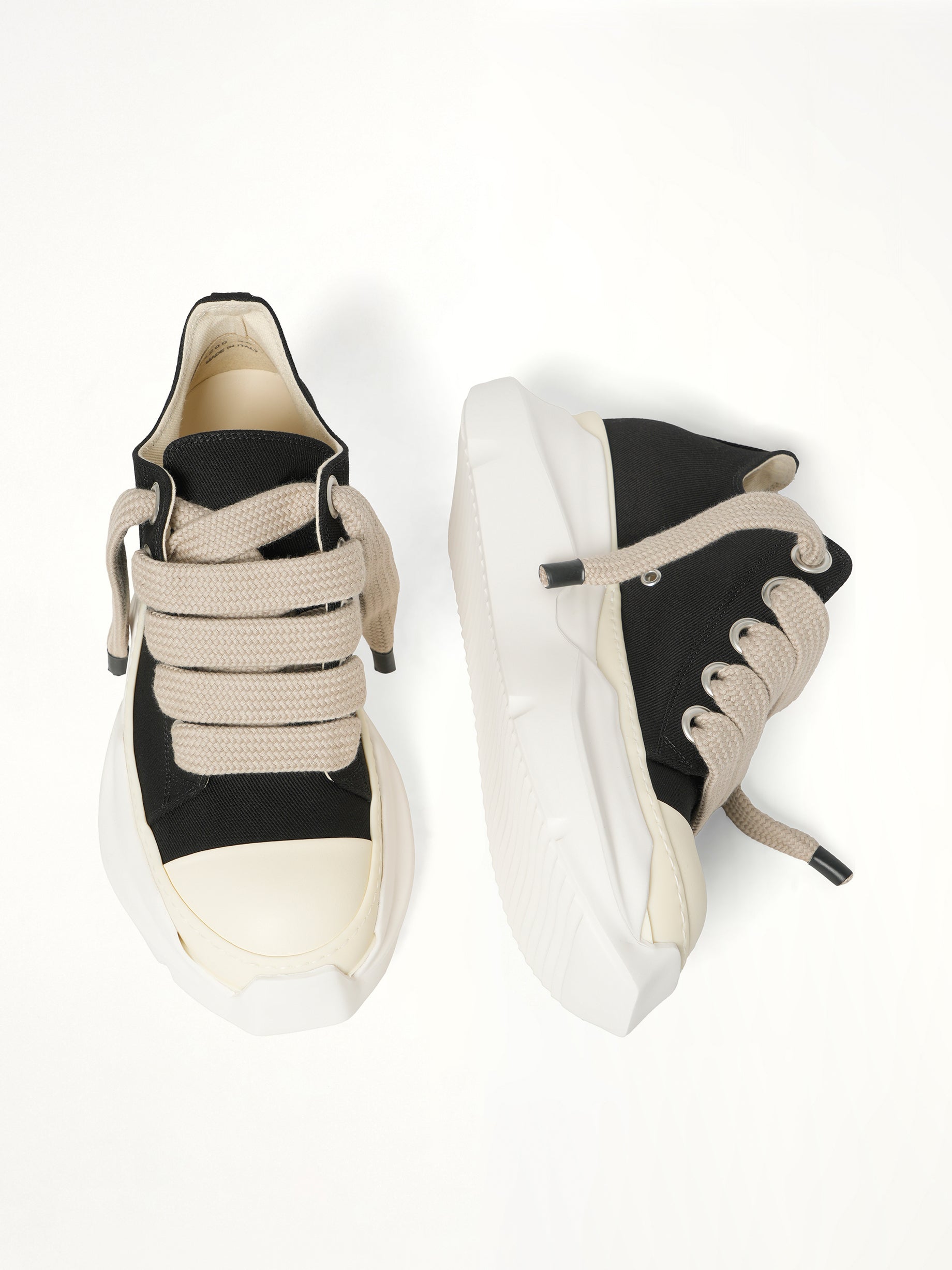 Jumbolace Abstract Low in Black/Milk/Milk Top View | RICK OWENS DRKSHDW