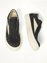 Laceless Vintage Sneaks in Black/Milk/Milk Top View | RICK OWENS DRKSHDW