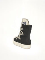 Megalace Sneaks in Black/Milk/Milk Back View | RICK OWENS DRKSHDW